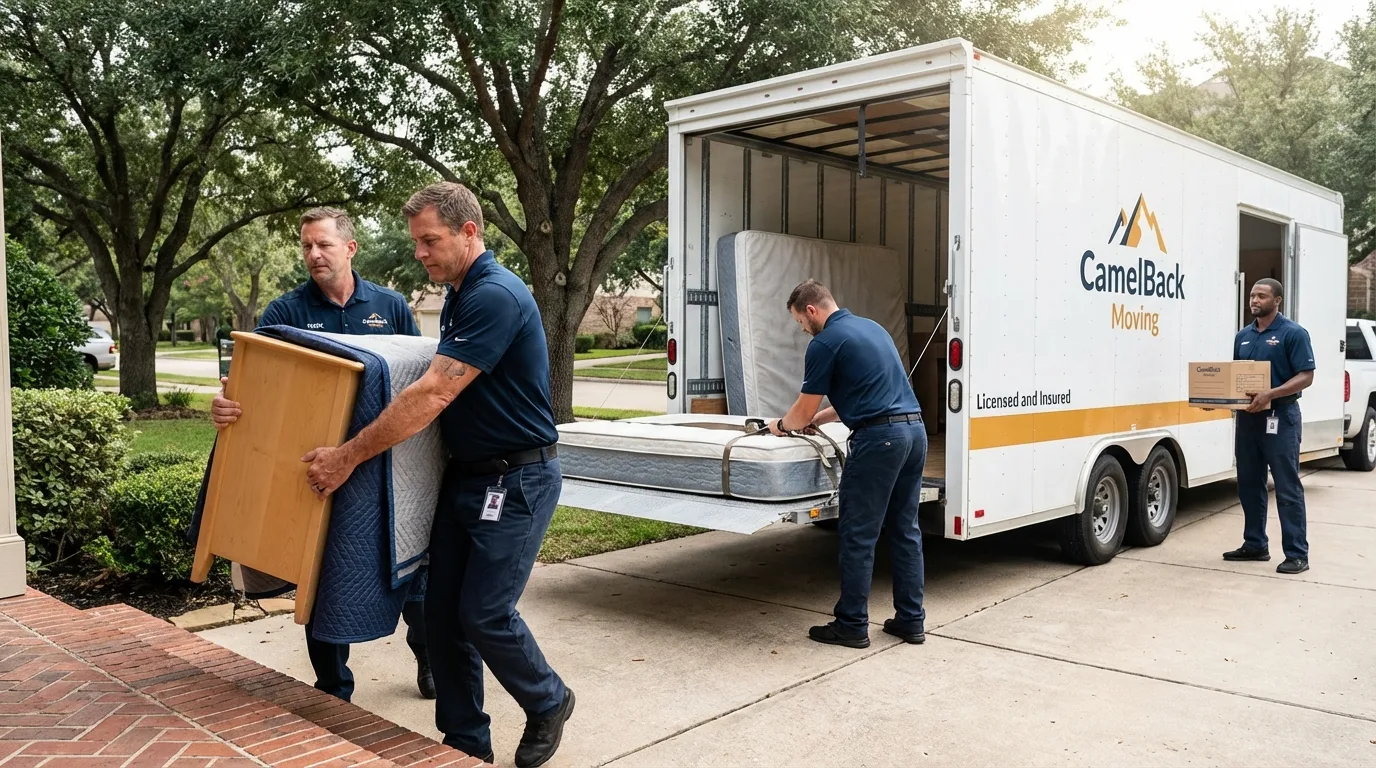 Crew loading residential truck for cross-state move from New Richmond, OH