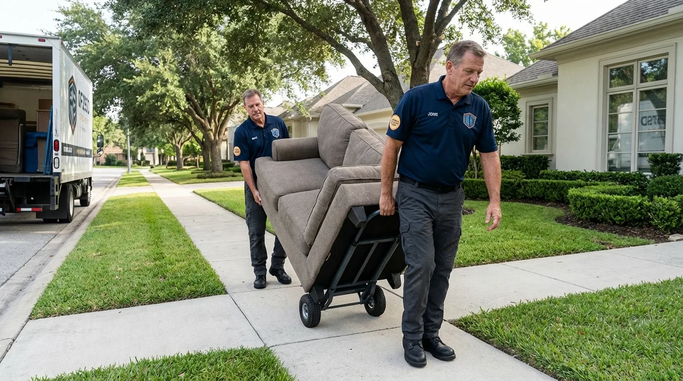Local residential moving crew loading furniture in New Richmond, OH