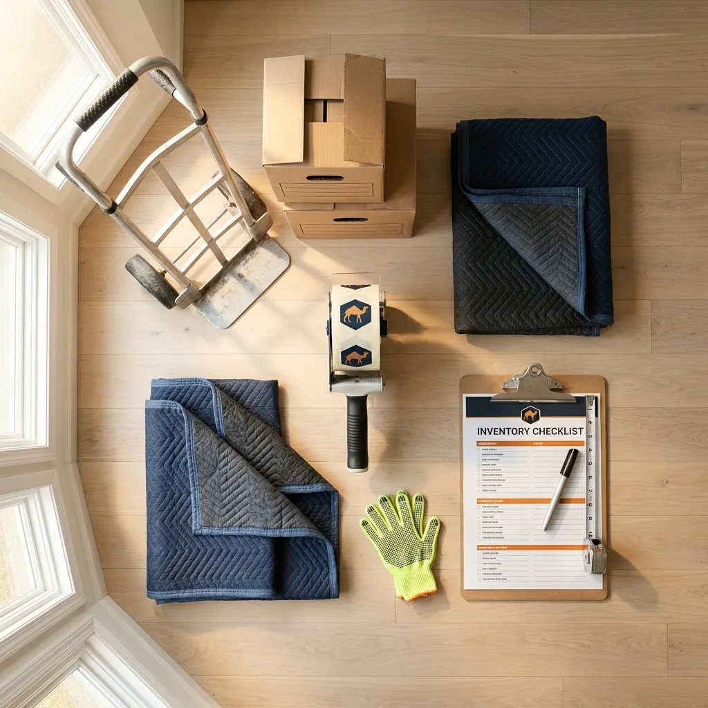 Professional moving supplies and packing materials layout for New Richmond residential relocations